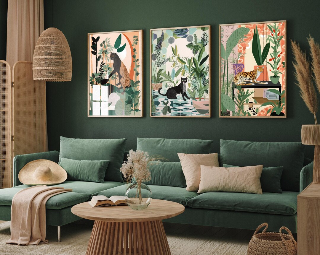 The Botanical Room - Set of Three Big Cat Prints - Cheetah Poster ...