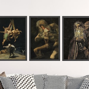 Juego de tres láminas de Francisco Goya - 3 pinturas clásicas - Póster fotográfico para pared, regalo, impresión giclée de calidad museística - Saturno devorando a su hijo