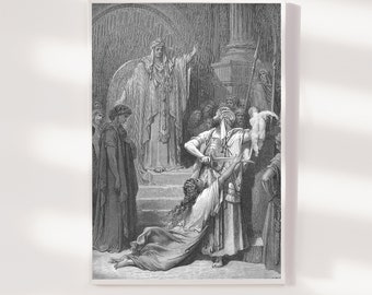 ギュスターヴ・ドーレ作 1800年代 宗教画「長老たちの結集」 サイン