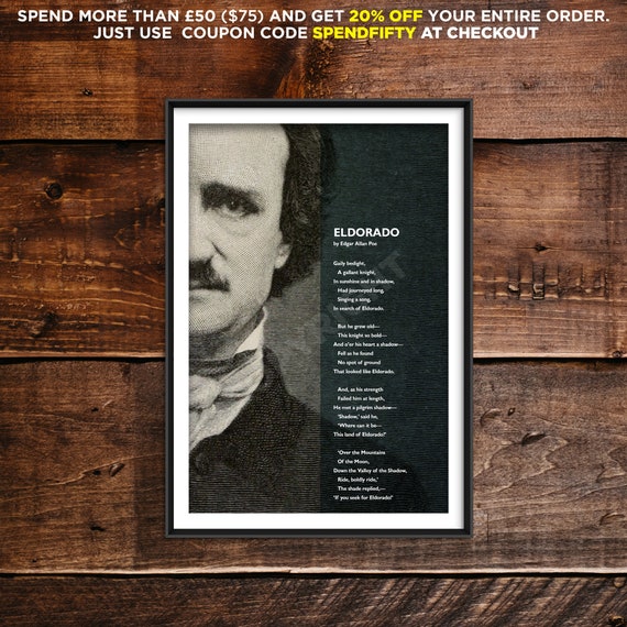 Edgar Allan Poe Poem Eldorado Poster Original Art Print Etsy