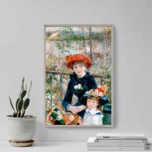 Pierre-Auguste Renoir - On The Terrasse (1881) - Giclee Art Print Painting Photo Poster Museum Fine Gift Home Wall Décor - Sisters Girls