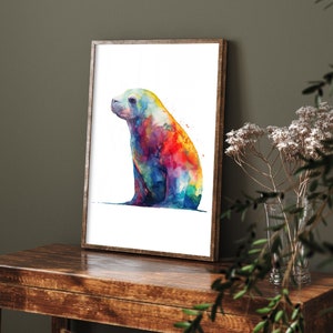 Watercolour Animal Elephant Seal - Art Print Poster Painting - Museum Quality Giclee Home Wall Décor