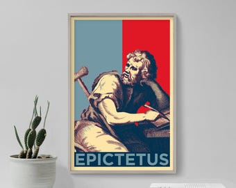 Impresión artística original de Epicteto - Póster de estoicismo, decoración de pared para el hogar con impresión giclée de filosofía, retrato de filósofo griego, foto de ética de la virtud, estoico