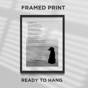 FRAMED PRINT - The Little Black Dog Poem - Poster Art Dog Lovers Poetry Verse Quote Ocean View Christ Christian - Ready to Hang Black Frame