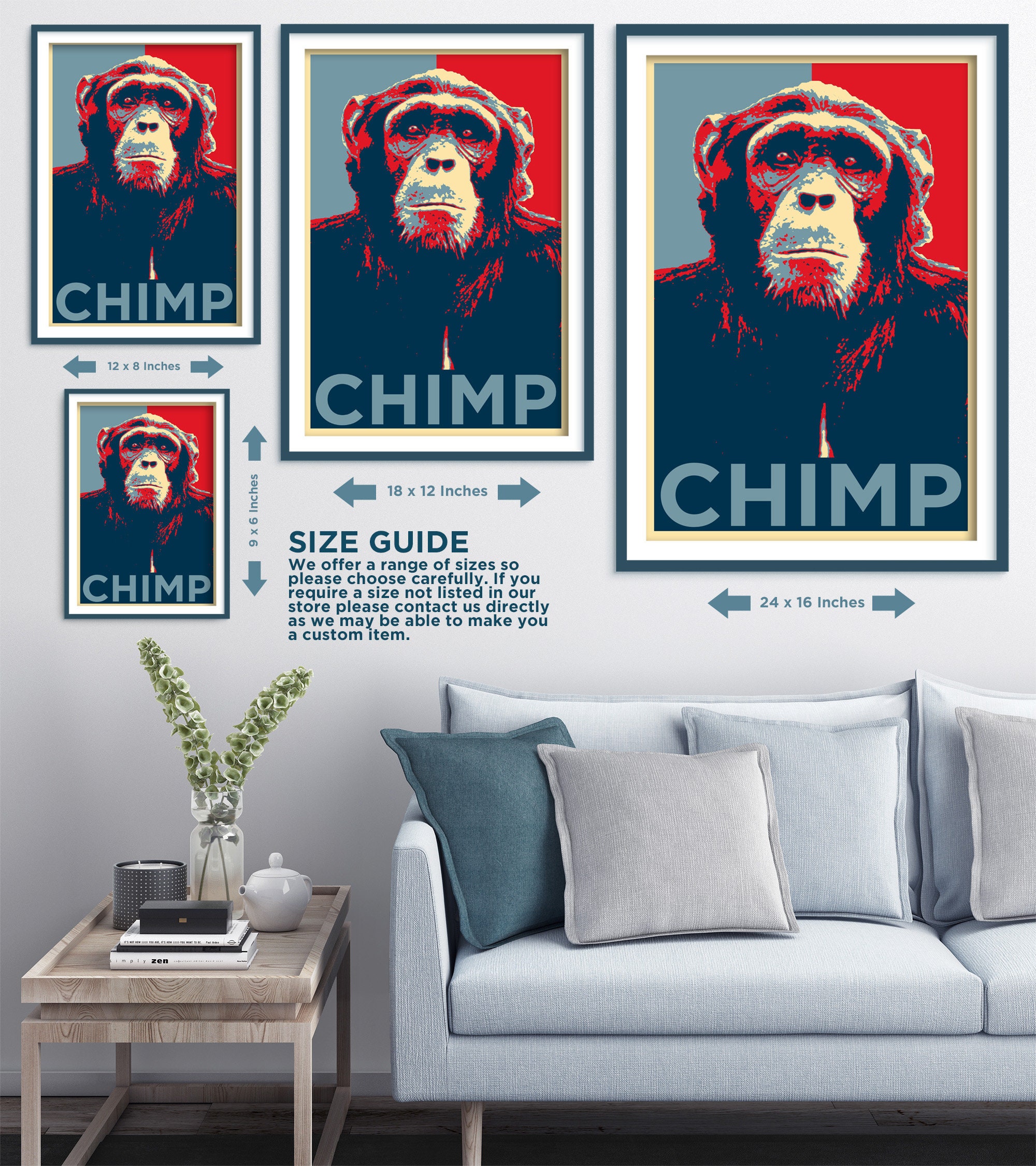 Chimp Original Art Print Photo Poster Gift Wall Home Decor | Etsy