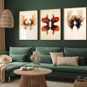Rorschach Inkblot Colours Set of Three Art Prints - 3 Psychology Student Paintings - Photo Poster Wall Art Gift Giclée Museum - Office Splat