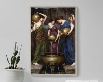 John William Waterhouse - The Danaides (1903) - Classic Painting Photo Poster Print Art Gift, Pouring Water, Three Girls, Young Maidens