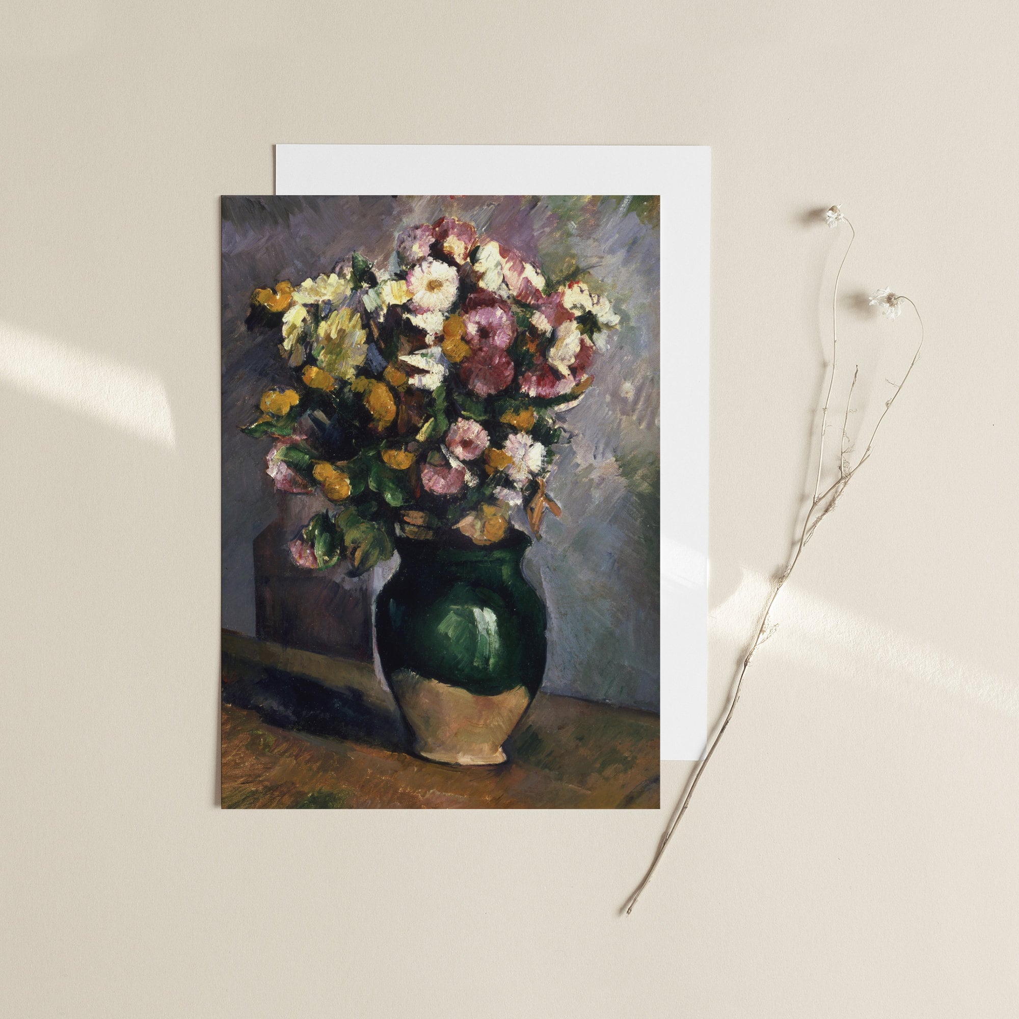 ポール・セザンヌ - オリーブの壺に花を描いた静物画（1880年