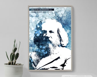 Dmitri Mendeleev - The Icons of Chemistry #11 - Art Print Poster Wall Home Decor Chemistry Gift Chemist Science College Student