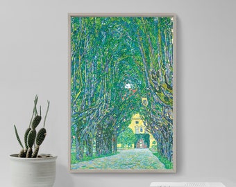 Gustav Klimt - Avenue in the Park of Schloss Kammer (1910) - Painting Photo Poster Print Art Gift Trees Green Landscape