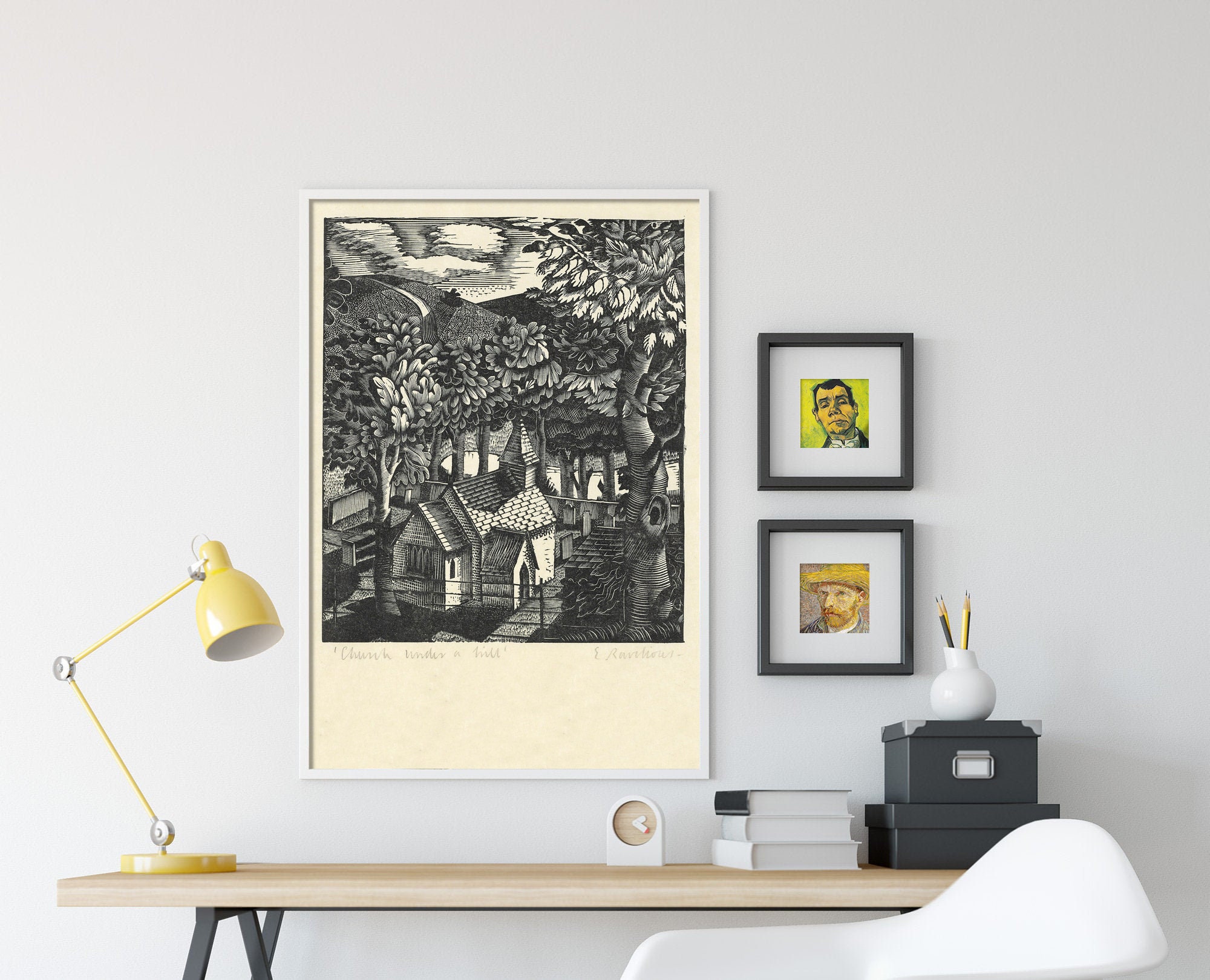 Eric Ravilious - Church Under a Hill (1935) - Classic Painting Photo ...