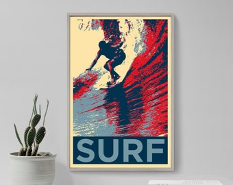 Surfing Original Art Print - Photo Poster Gift Wall Home Decor - Hope Surf Sport Big Wave Ocean Motivation Motivational Inspiration