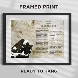 FRAMED PRINT - The Wisdom of Brazilian Jiu-Jitsu - Art Featuring BJJ Quotes Poster Gift Mma Martial Arts Ready to Hang Black Frame