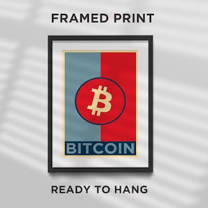 FRAMED PRINT - Bitcoin Original Poster 2 - Art Print BTC Crypto Cryptocurrency Altcoins Bit Coin Libertarian - Ready to Hang Black Frame