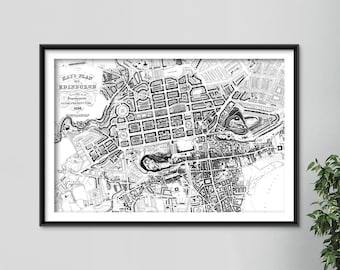 Reproduction of a Vintage Edinburgh (UK) Map from 1836 - Photo Poster Print Gift Wall Home Decor Art Street Home Old Archive Scotland