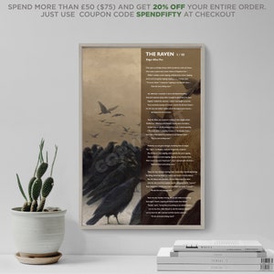 The Raven Poem Series #1 of 3 by Edgar Allan Poe (Allen) - Art Print Poster Gift Photo Quote Wall Home Decor UNFRAMED