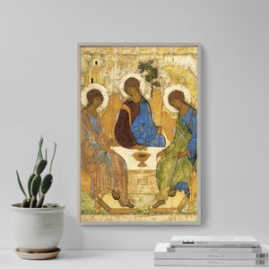 Andrei Rublev - Trinity Three Icons (1425) - Classic Painting Photo Poster Print Art Gift Wall Home Decor - Old Depiction Russian
