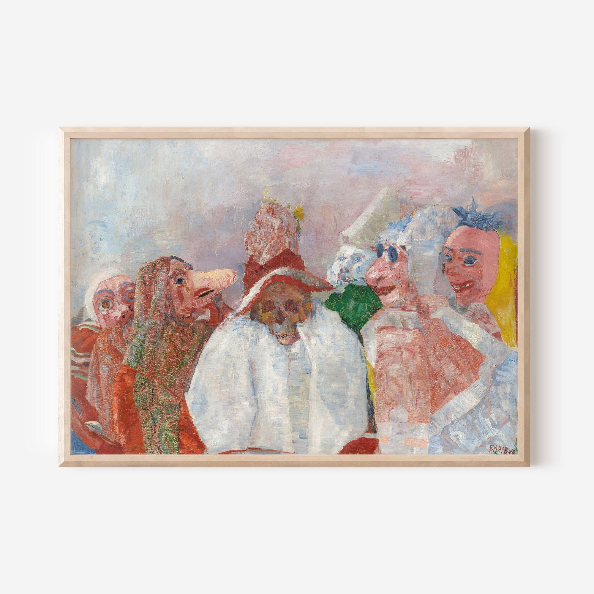 ジェームズ・アンソール - 死と向き合う仮面 (1888) - クラシック絵画