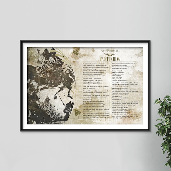 The Wisdom of The Tao Te Ching - Original Art Print Featuring His Greatest Quotes - Photo Poster Gift Dao de Jing Lao Tzu Laozi Chinese Text