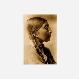 Edward Curtis - Young Wishham Indian Woman (1910) - Vintage Photograph, Photo, Poster, Print, Art Gift, Decor - Native Indian American Tribe
