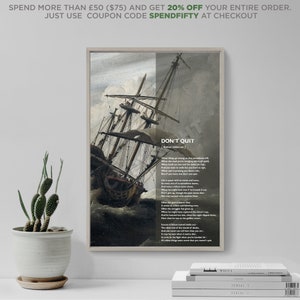 Don&#39;t Quit Poem - Ship in Storm - Art Print Poster Gift Photo Quote Home Decor Motivation Motivational Inspiration John Greenleaf Whittier