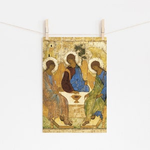 Andrei Rublev - Trinity Three Icons (1425) - Classic Painting Photo Poster Print Art Gift Wall Home Decor - Old Depiction Russian #PEGS