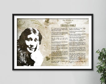 The Wisdom of Virginia Woolf - Original Art Print Featuring His Greatest Quotes  - Photo Poster Gift