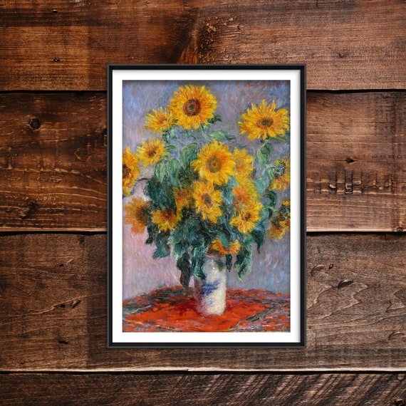 Tableau Claude Monet - Un Bouquet De Tournesols (1881), Reproduction Sur Toile, Prêt à Accrocher