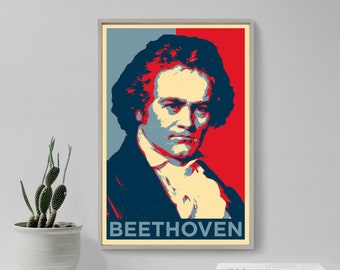 Ludwig van Beethoven Original Art Print - Photo Poster Gift Home Wall Decor - Hope Parody Classical Music Musician Composer