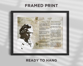 FRAMED PRINT - The Wisdom of Ludwig Van Beethoven - Art Quotes Poster Gift Composer Music - Ready to Hang Black Frame