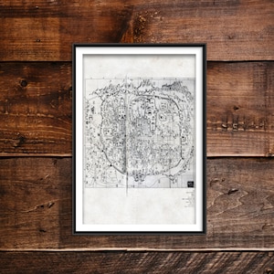 Reproduction of a Vintage Map of Seoul, South Korea 2 - Photo Poster Print Wall WoodBG Decor Art Street Home Old Archive Cartography