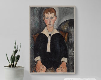 Amedeo Modigliani - Boy in Sailor Suit (1917) - Classic Painting Photo Poster Print Art Gift Wall Home Decor