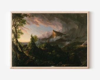 Thomas Cole - The Course of Empire - The Savage State (1834) - Classic Painting Photo Poster Print Art Gift Wall Art Home Decor