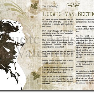 The Wisdom of Ludwig Van Beethoven - Original Art Print Featuring His Greatest Quotes - Beautiful Glossy Photo Poster Gift Composer Music image 3
