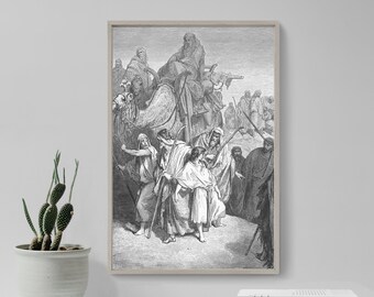 ギュスターヴ・ドーレ作 1800年代 宗教画「長老たちの結集」 サイン