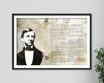 The Wisdom of Ralph Waldo Emerson - Original Art Print Featuring His Greatest Quotes  - Photo Poster Gift Poet Self-Reliance Nature