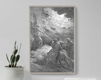 Gustave Dore - An Angel Appears to Balaam (1866) - Classic Drawing Photo Poster Print Art Gift Home