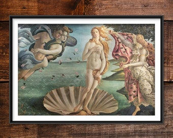 Sandro Botticelli - The Birth of Venus (1484) - WoodBG Reproduction of a Classic Painting - Photo Poster Print Art Gift