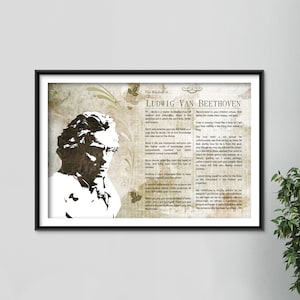 The Wisdom of Ludwig Van Beethoven - Original Art Print Featuring His Greatest Quotes - Beautiful Glossy Photo Poster Gift Composer Music image 1