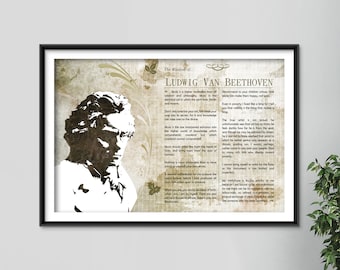 The Wisdom of Ludwig Van Beethoven - Original Art Print Featuring His Greatest Quotes - Beautiful Glossy Photo Poster Gift Composer Music