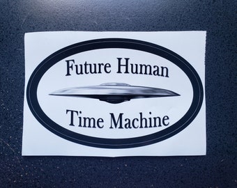 UFO Sticker - Future Human Time Machine Design