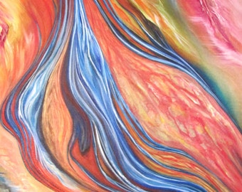 Jökulhlaup - Large Abstract Nature Painting, Acrylic on Canvas (40x30)