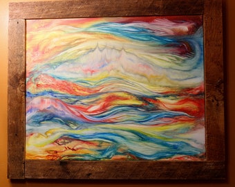 Abstract Landscape Watercolor Painting on Canvas, 20x16, Framed Option