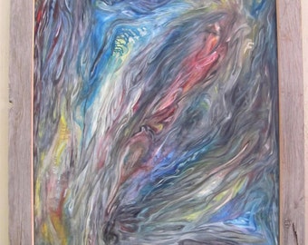 Acrylic on Canvas, Large Original Acrylic Painting 30x40, Abstract Artwork Blue, "Polar Vortex"