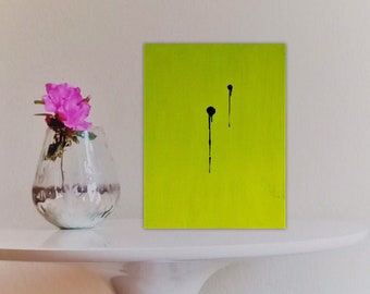 Small original abstract canvas, minimalist modern painting, mini canvas art, green canvas, monochrome wall art, original art gift