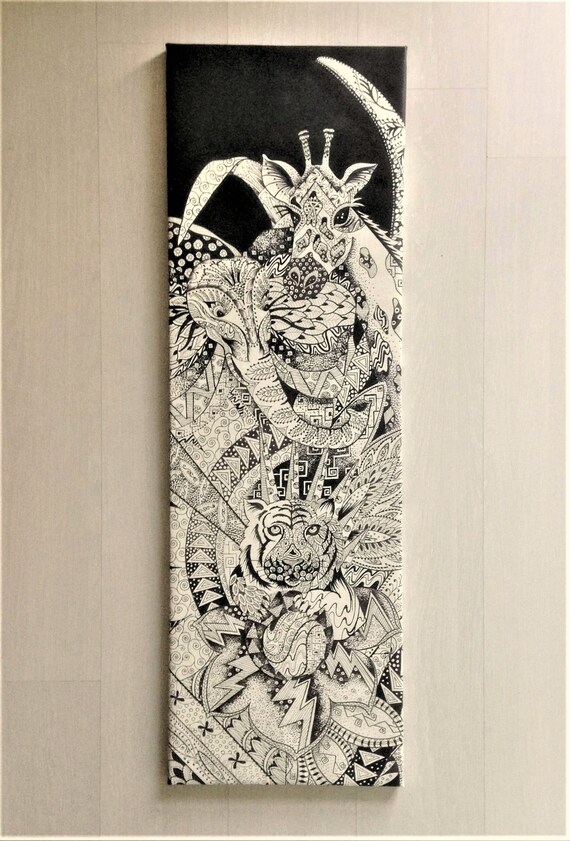 India Painting Tribal Tattoo Canvas Mandala Wall Art Design Etsy