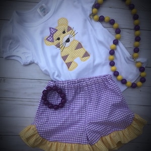Girls Game Day Tiger Shirt and Ruffle Shorts