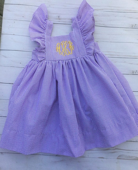 purple seersucker dress