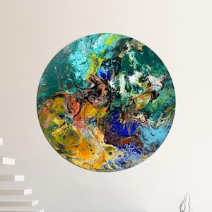 Circular abstract painting large modern art one of a kind artwork