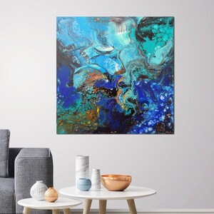 Abstract ocean seascape, wall art canvas, home decor original handmade paintings one of a kind artwork